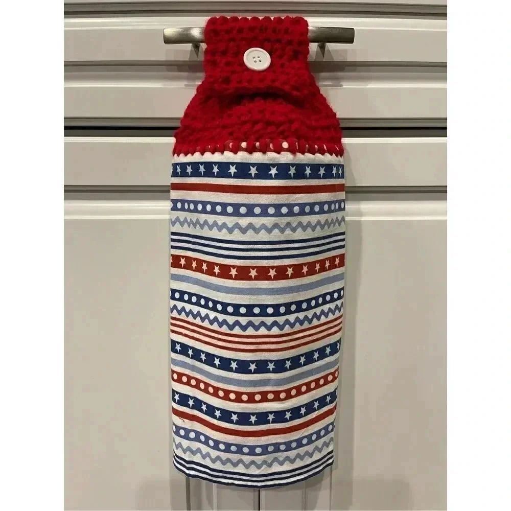 Crochet Top Kitchen Towel- Stars and Stripes